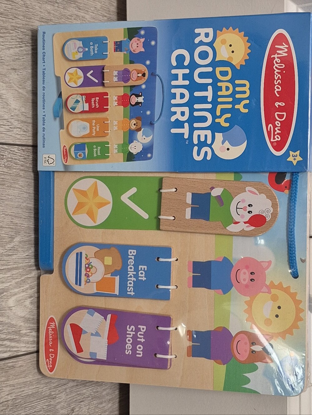 Melissa & Doug My Daily Routines Chart Wooden Toy for Kids Morning and Night